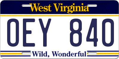 WV license plate OEY840