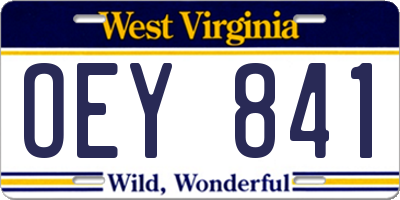 WV license plate OEY841
