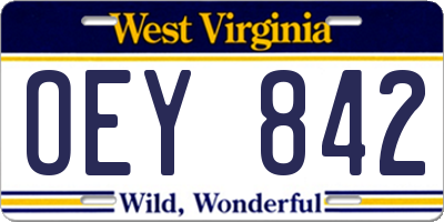WV license plate OEY842
