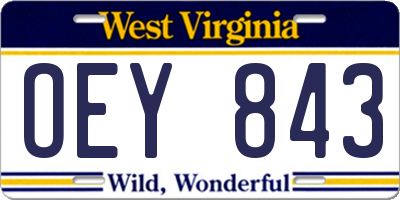 WV license plate OEY843