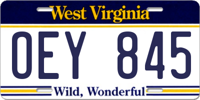 WV license plate OEY845
