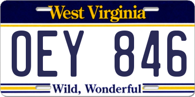 WV license plate OEY846