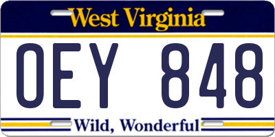 WV license plate OEY848