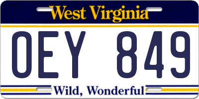WV license plate OEY849
