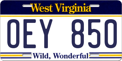 WV license plate OEY850