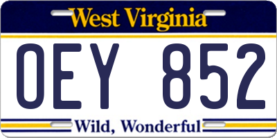 WV license plate OEY852