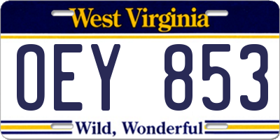 WV license plate OEY853