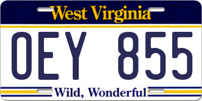 WV license plate OEY855