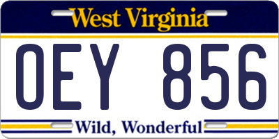 WV license plate OEY856
