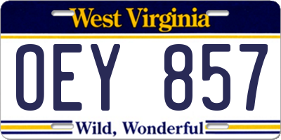 WV license plate OEY857
