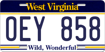 WV license plate OEY858