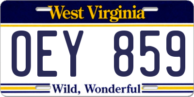 WV license plate OEY859