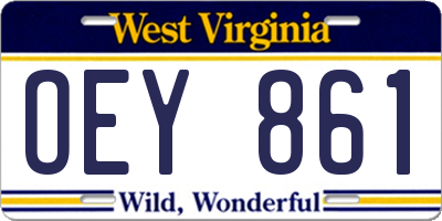 WV license plate OEY861