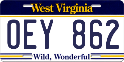 WV license plate OEY862