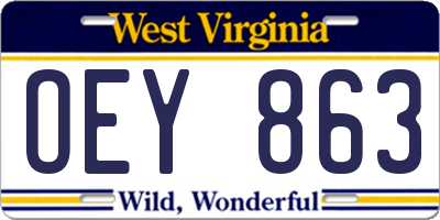 WV license plate OEY863