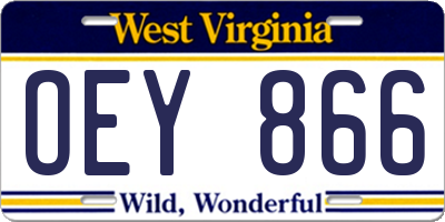 WV license plate OEY866