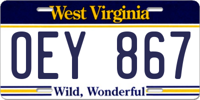 WV license plate OEY867