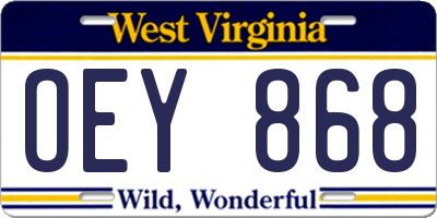 WV license plate OEY868