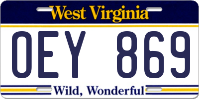 WV license plate OEY869