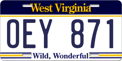 WV license plate OEY871