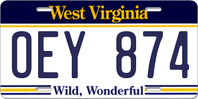 WV license plate OEY874