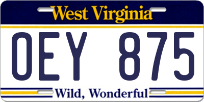 WV license plate OEY875