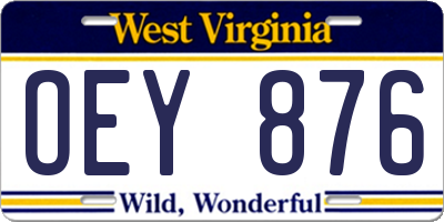 WV license plate OEY876