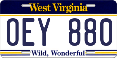 WV license plate OEY880