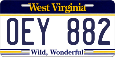 WV license plate OEY882