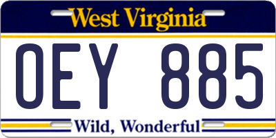 WV license plate OEY885