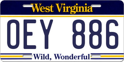 WV license plate OEY886