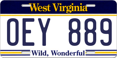 WV license plate OEY889
