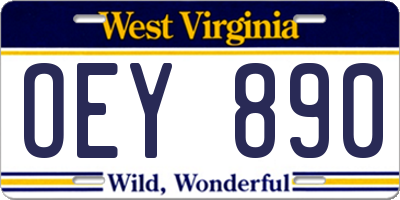 WV license plate OEY890
