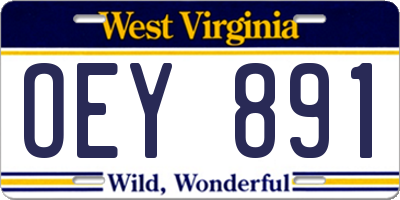 WV license plate OEY891