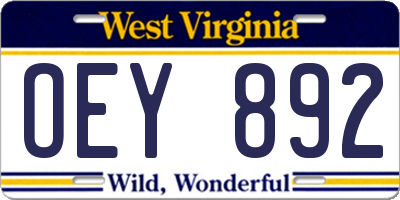 WV license plate OEY892