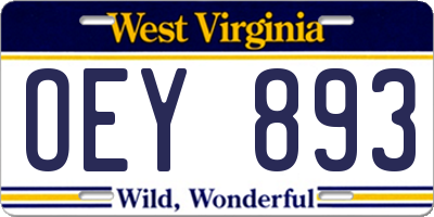 WV license plate OEY893