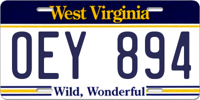 WV license plate OEY894