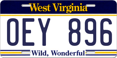 WV license plate OEY896