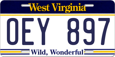 WV license plate OEY897