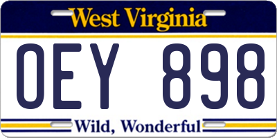 WV license plate OEY898