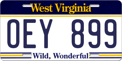 WV license plate OEY899