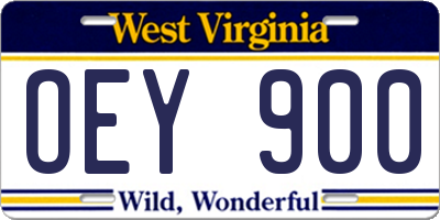 WV license plate OEY900
