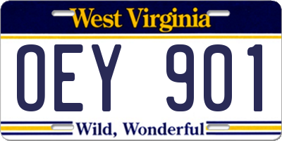 WV license plate OEY901