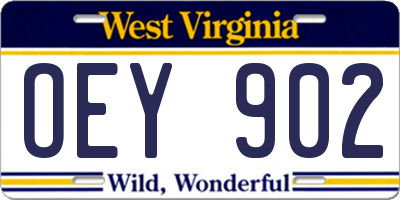 WV license plate OEY902