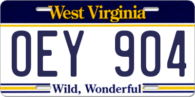 WV license plate OEY904