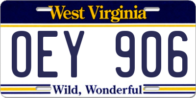 WV license plate OEY906