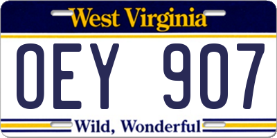 WV license plate OEY907