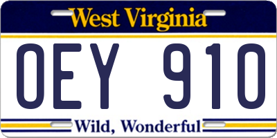 WV license plate OEY910