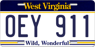 WV license plate OEY911