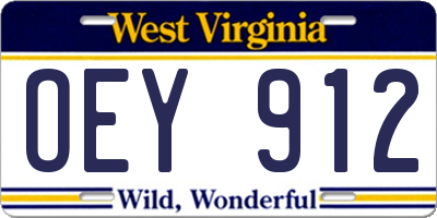 WV license plate OEY912